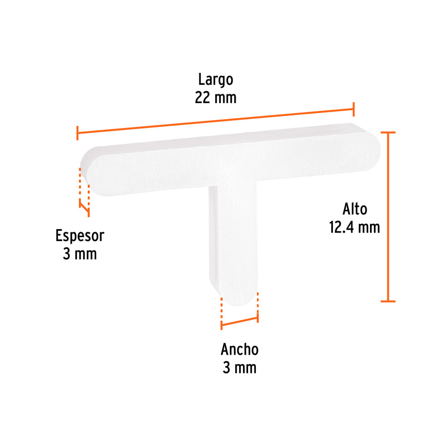 Bolsa con 150 separadores 'T' de 3 mm de losetas, TRUPER Caja con 6, 103203