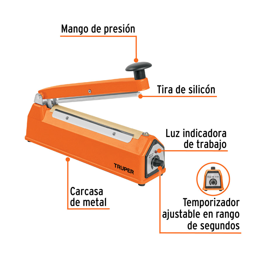 Selladora térmica 20 cm, 300 W, Truper, 103189