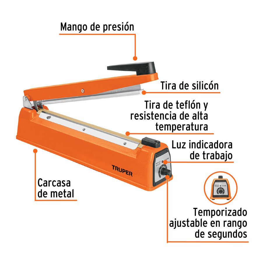 Selladora térmica 30 cm, 400 W, Truper, 103220