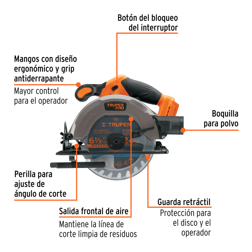 Sierra circular 6-1/2', 20V, sin accesorios, PRO, 103257