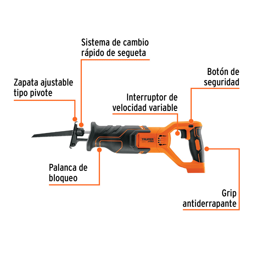 Sierra sable, 20V, sin accesorios, PRO, 103259