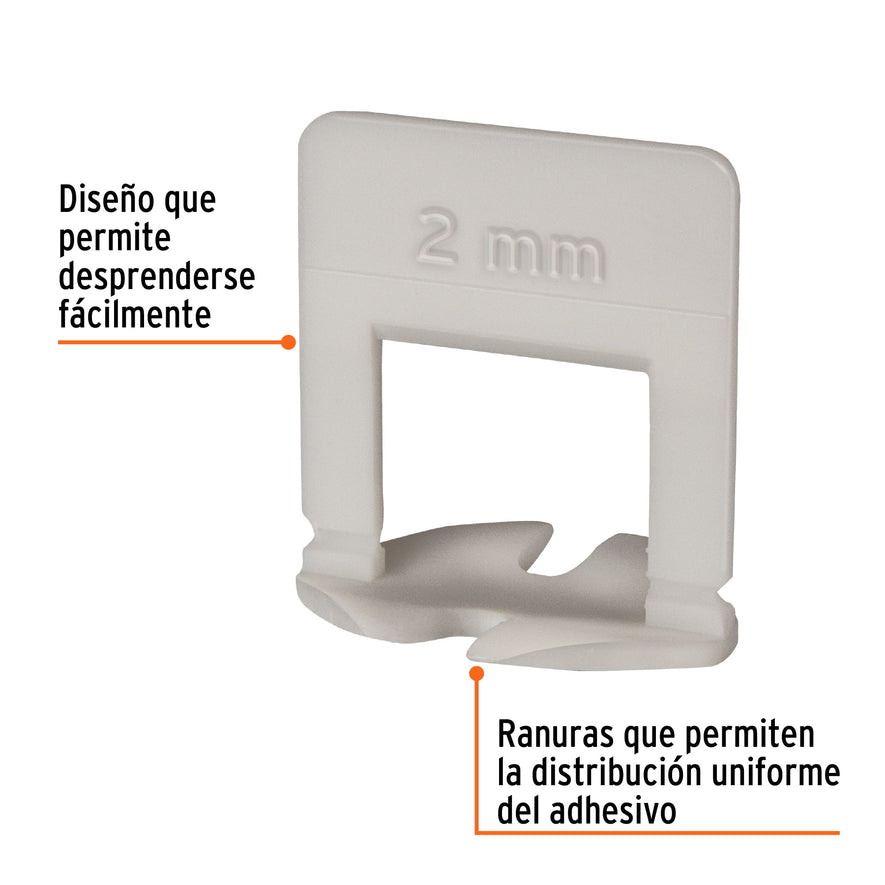 Bolsa c/100 anclas curvas de 2mm para nivelación de azulejos Caja con 6, 102408