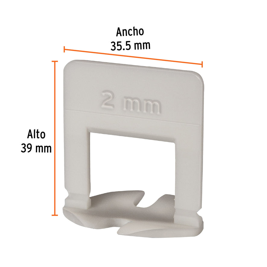 Bolsa c/100 anclas curvas de 2mm para nivelación de azulejos Caja con 6, 102408