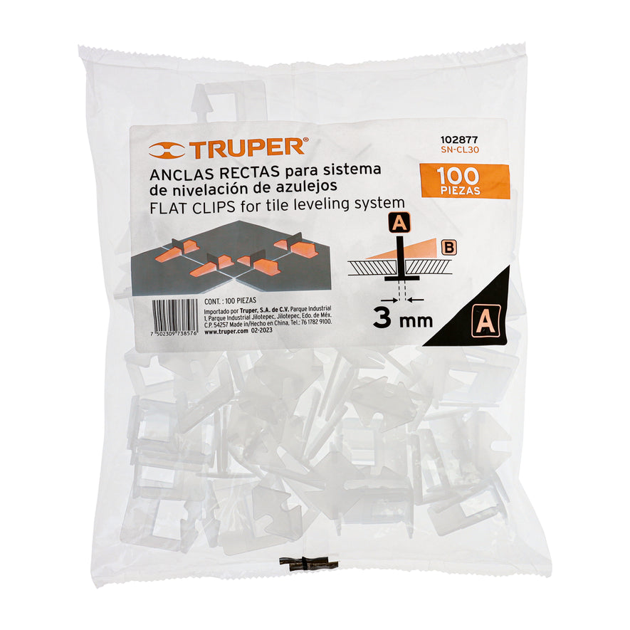 Bolsa con 100 anclas de 3 mm, para nivelación de azulejos Caja con 4, 102877