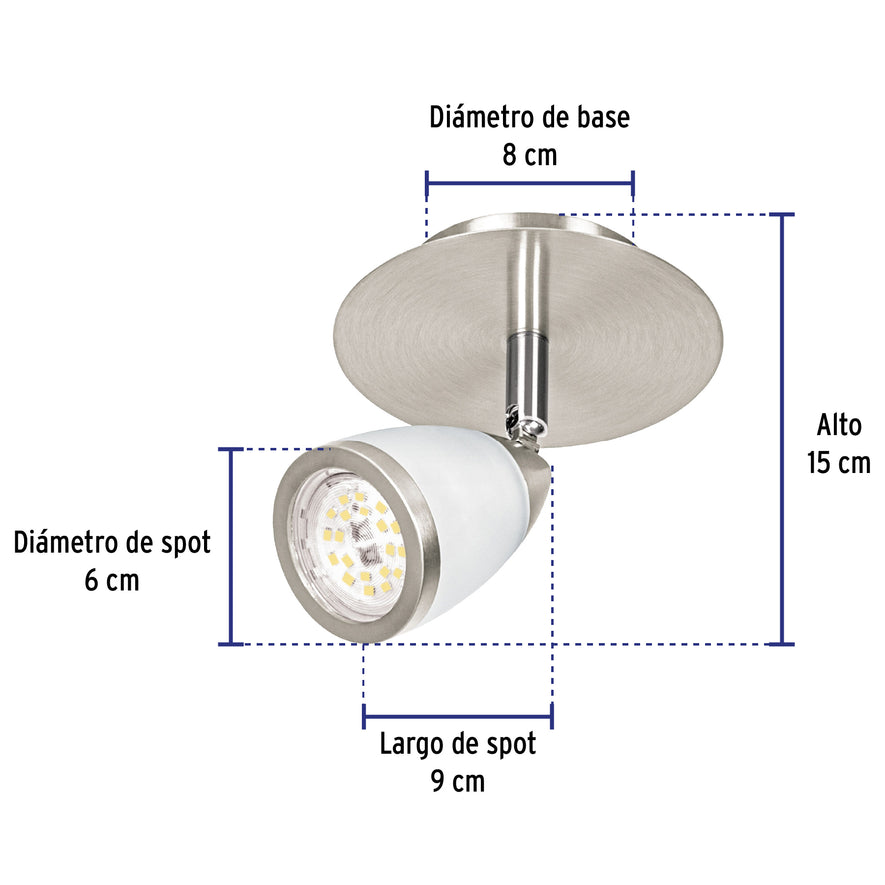 Luminario de sobreponer 1 spot base GU10, Verona, Volteck Caja con 4, 49552