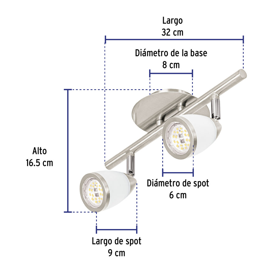 Luminario de sobreponer 2 spots base GU10, Verona, Volteck Caja con 2, 49553