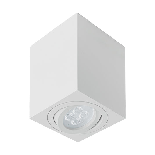 Luminario de sobreponer c/spot dirigible, cuadrado, blanco Caja con 2, 49720