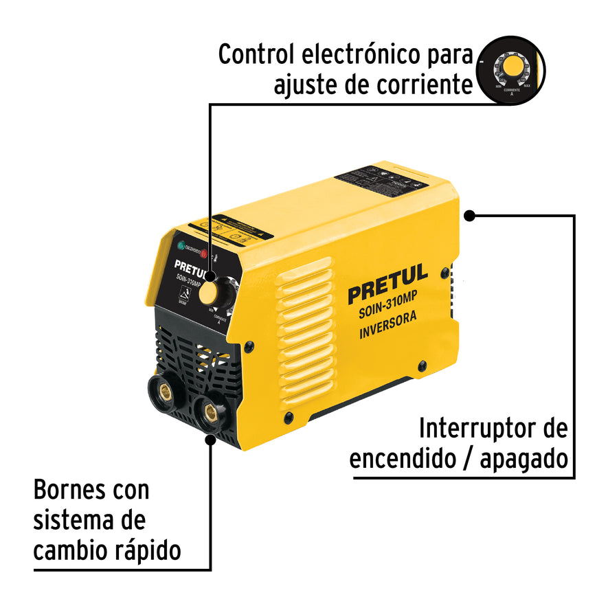 Mini soldadora inversora 100A, Serie 300, 127V, PRETUL, 29017