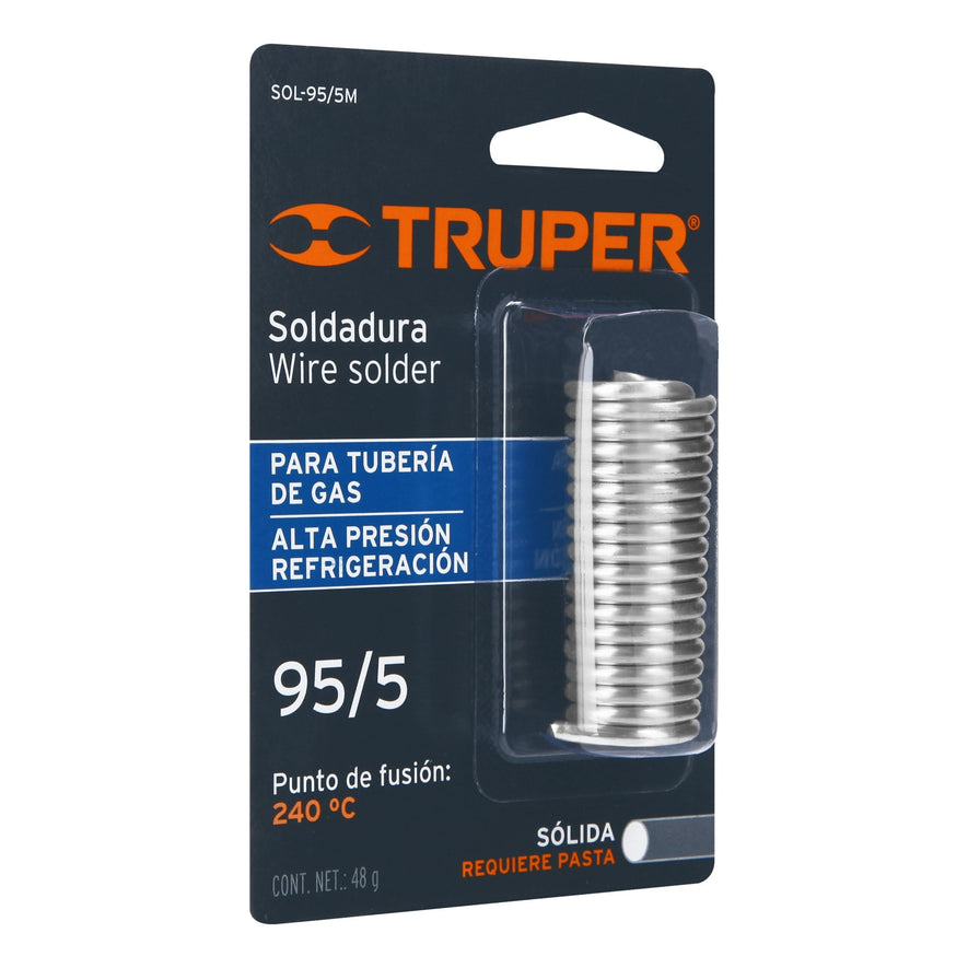 Mini soldadura sólida 95/5 para tubería de gas, 48 g Caja con 12, 13289