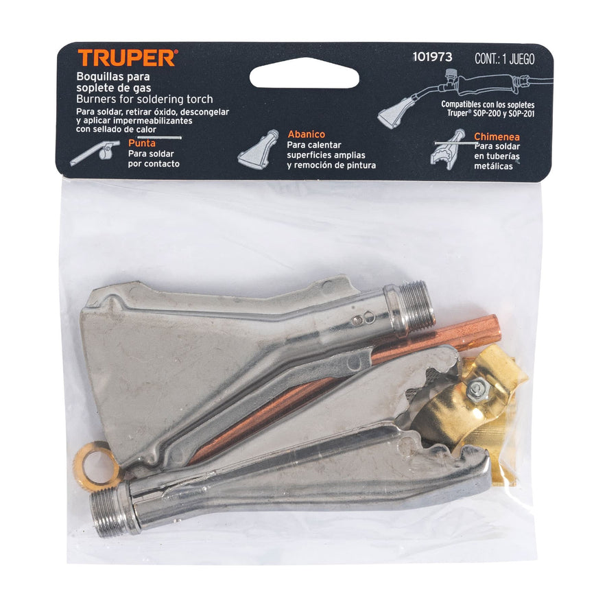 Juego de 3 boquillas para soplete, TRUPER Caja con 4, 101973