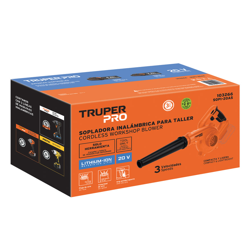 Sopladora para taller, 20V, sin accesorios, PRO, 103266