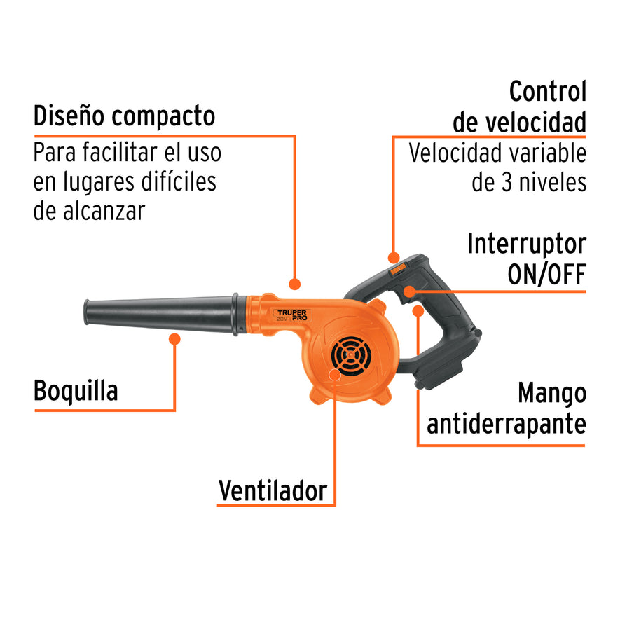 Sopladora para taller, 20V, sin accesorios, PRO, 103266