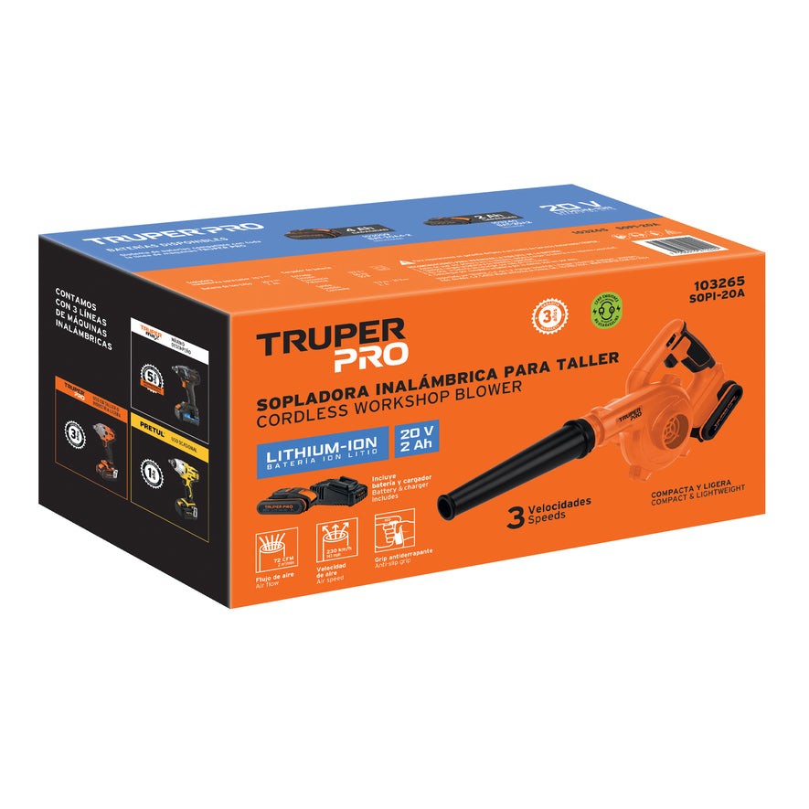 Sopladora para taller, 20V, 1 batería 2Ah, PRO, 103265