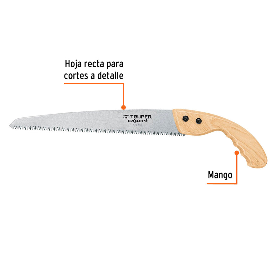Serrucho de poda 13',hoja recta,7 DPP, mango madera, EXPERT Caja con 3, 100122