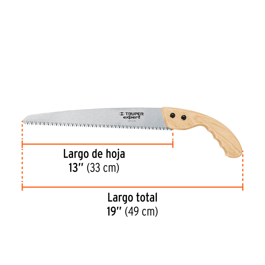Serrucho de poda 13',hoja recta,7 DPP, mango madera, EXPERT Caja con 3, 100122