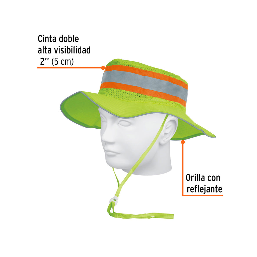 Sombrero verde alta visibilidad con reflejante, Truper Caja con 5, 14010