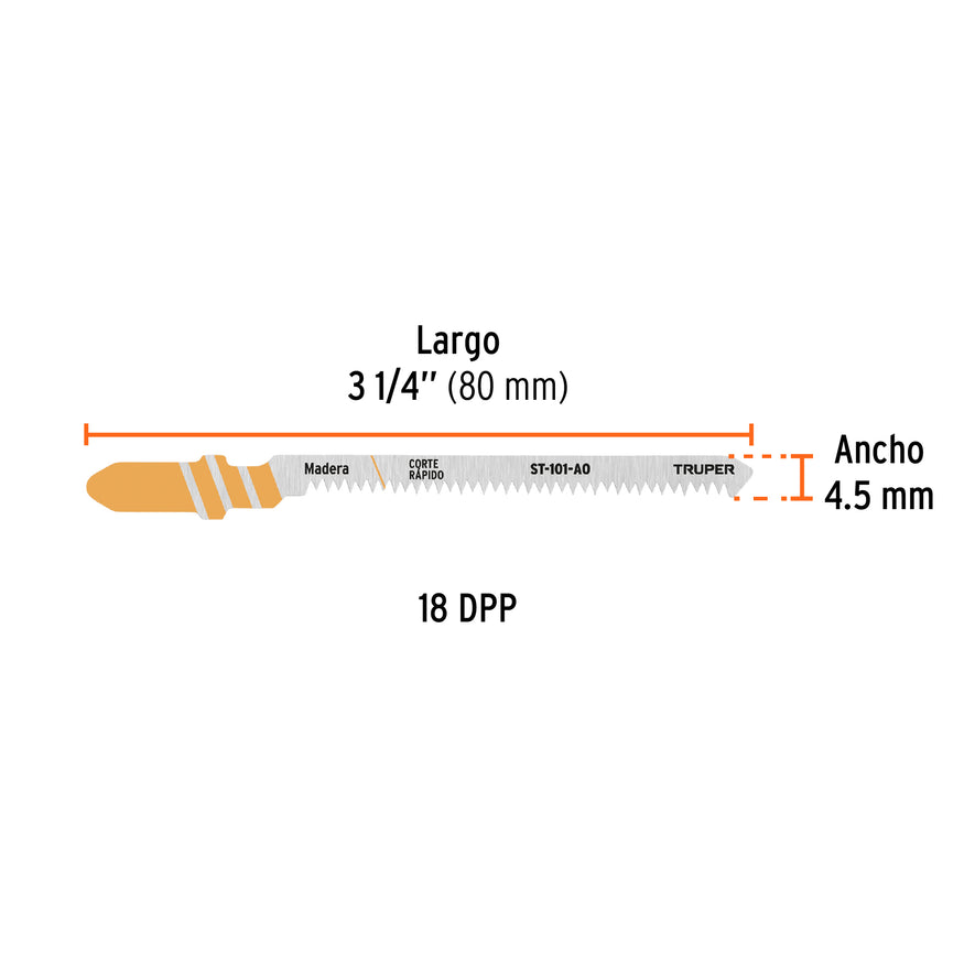 Blíster 5 seguetas T, 18 DPP HCS, corte curvo limpio/madera Caja con 10, 103045