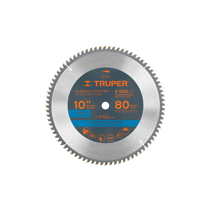 Disco sierra 10' para aluminio, 80 dientes centro 5/8', 18310