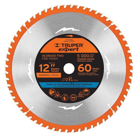 Disco sierra 12' para madera, 60 dientes centro 1', Expert, 100108