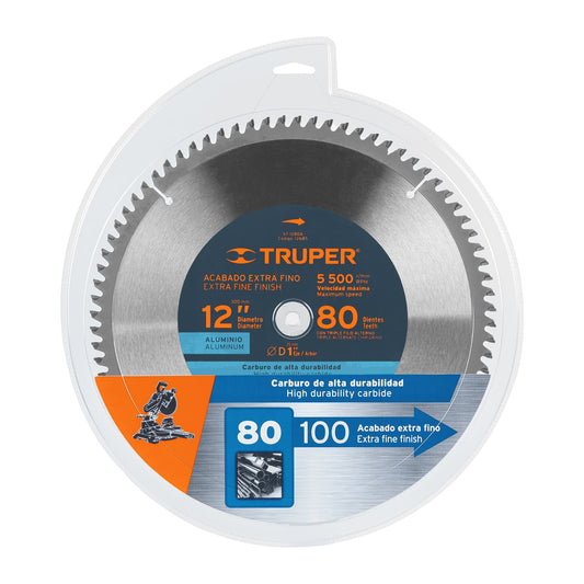 Disco sierra 12' para aluminio, 80 dientes centro 1', Truper, 12685