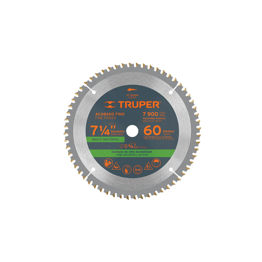 Disco sierra 7-1/4' multimaterial, 60 dientes centro 5/8', 103035