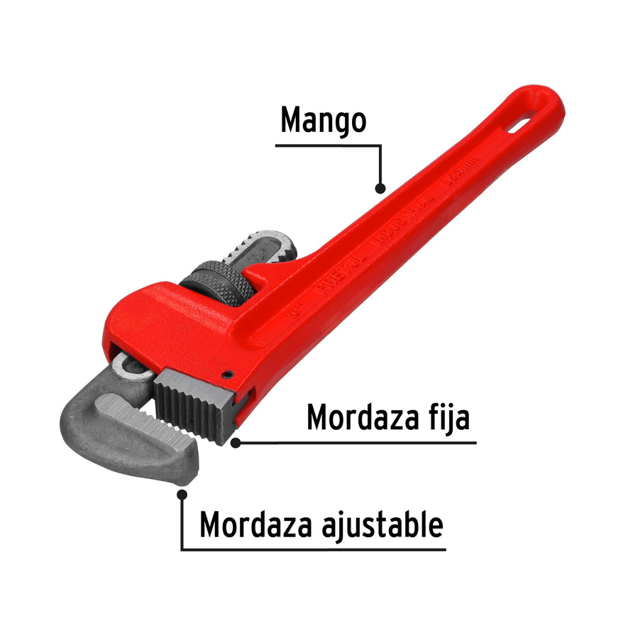 Llave stilson 10' cuerpo de hierro maleable, Pretul Caja con 4, 22011