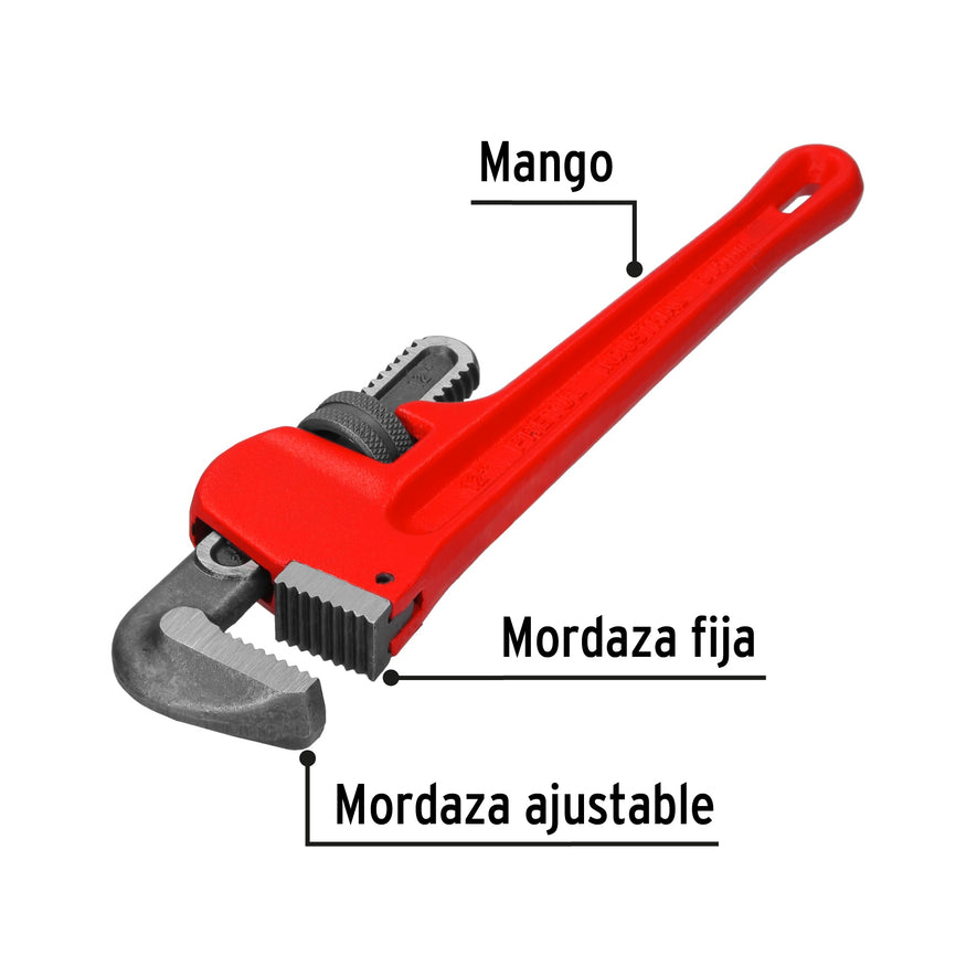 Llave stilson 12' cuerpo de hierro maleable, Pretul Caja con 4, 22012