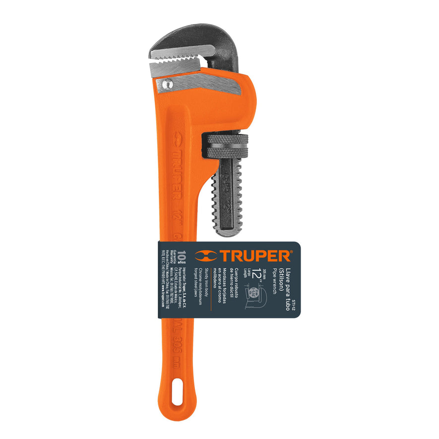 Llave stilson 12' cuerpo robusto de hierro dúctil, Truper Caja con 3, 15837