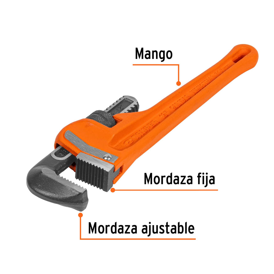 Llave stilson 12' cuerpo robusto de hierro dúctil, Truper Caja con 3, 15837