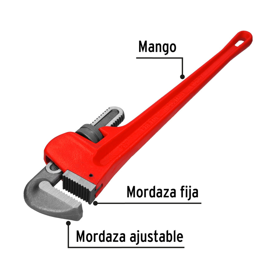Llave stilson 24' cuerpo de hierro maleable, Pretul, 22015