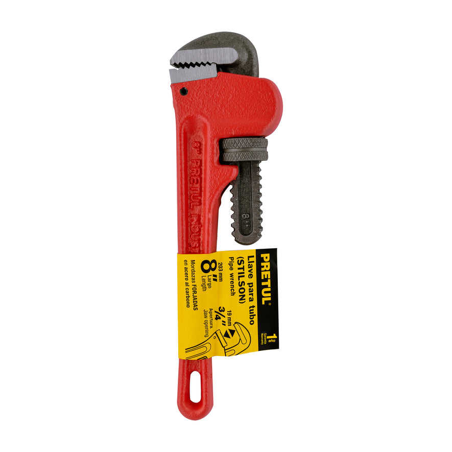 Llave stilson 8' cuerpo de hierro maleable, Pretul Caja con 4, 22010