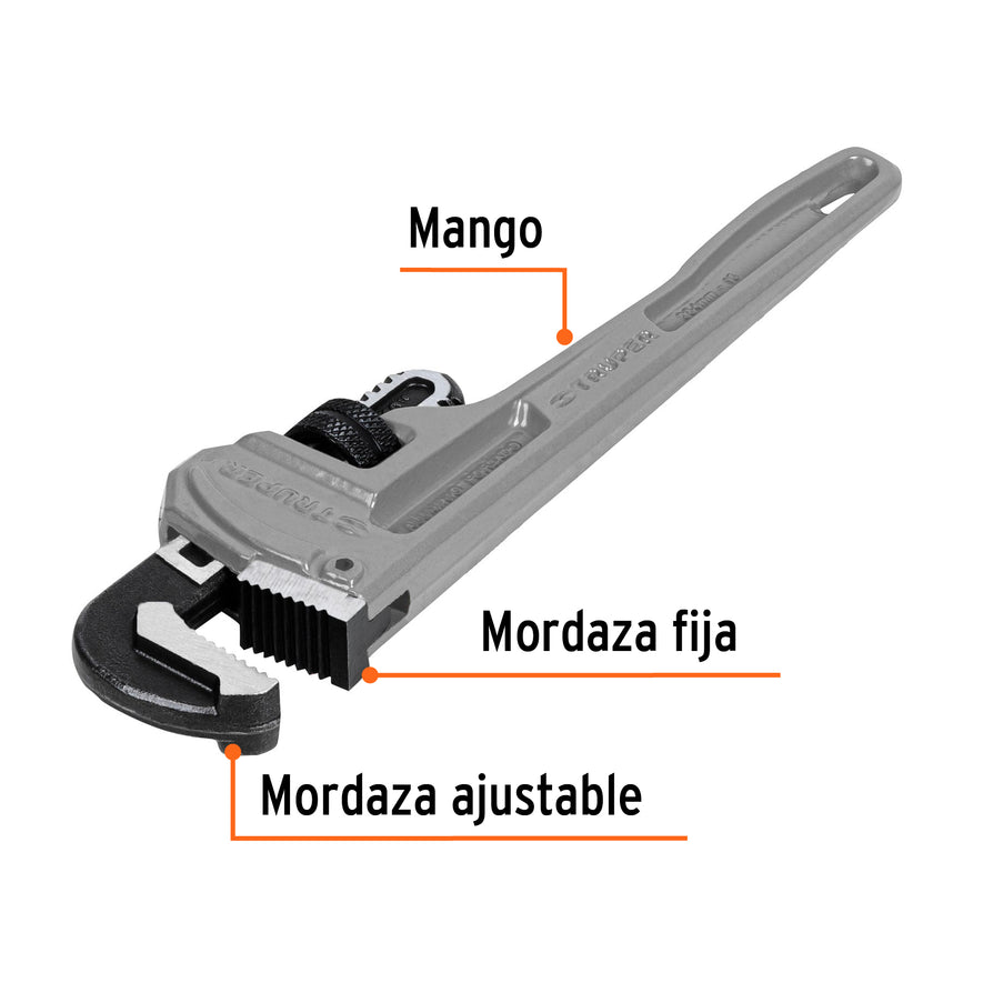 Llave stilson 10' cuerpo de aluminio, Truper Caja con 3, 15847