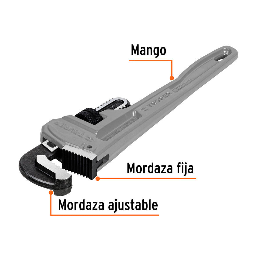 Llave stilson 12' cuerpo de aluminio, Truper Caja con 3, 15843
