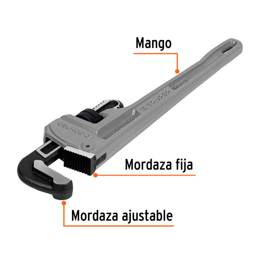 Llave stilson 18' cuerpo de aluminio, Truper, 15845