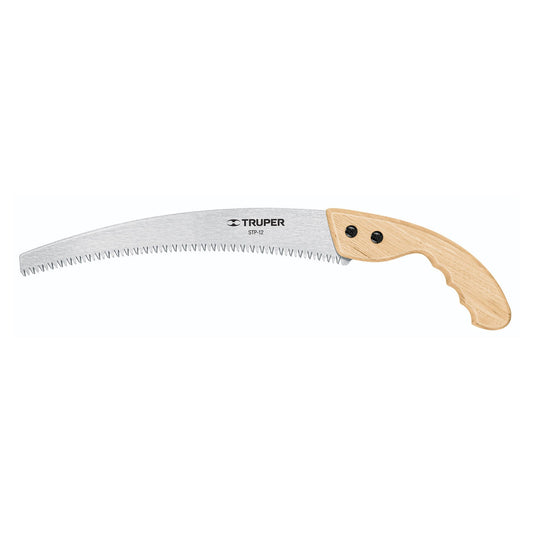 Serrucho de poda 12',hoja curva,6 DPP, mango madera, TRUPER Caja con 3, 18171