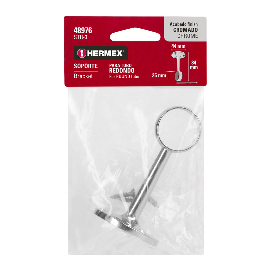 Soporte central para tubo redondo de clóset, Hermex Caja con 10, 48976