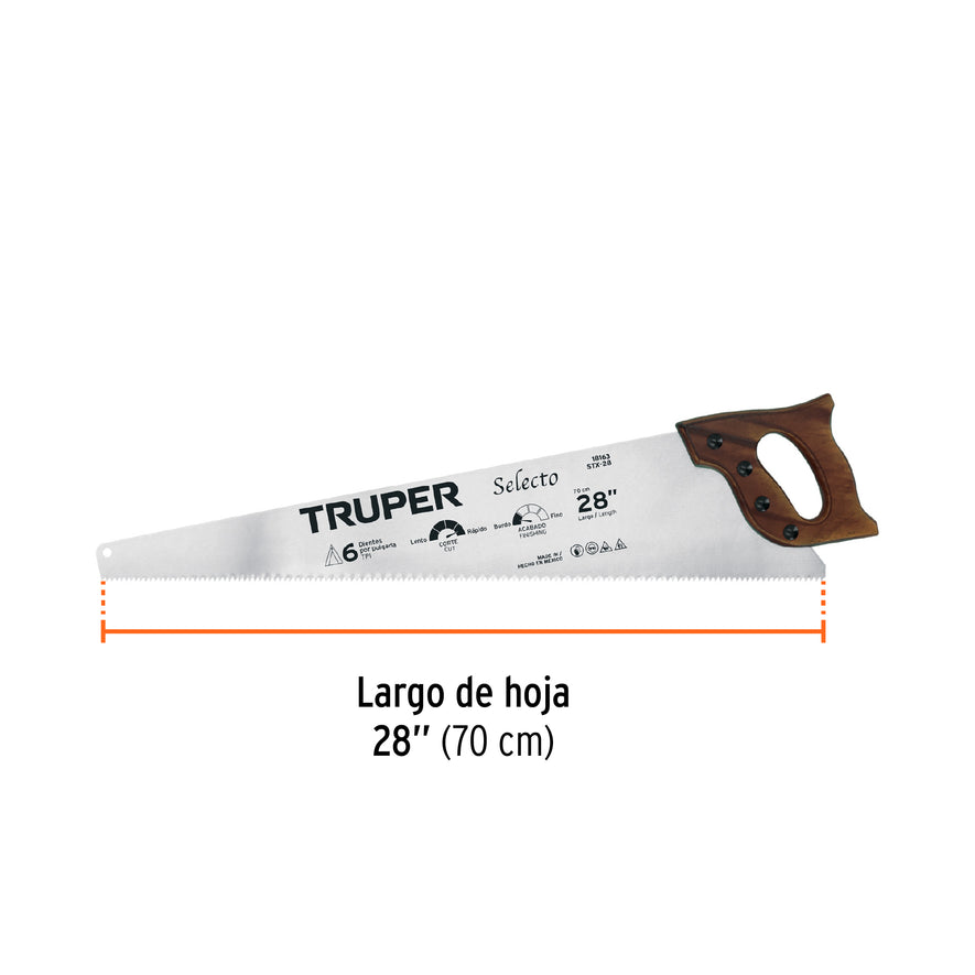 Serrucho 28', Selecto, 6 DPP, Truper Caja con 3, 18163