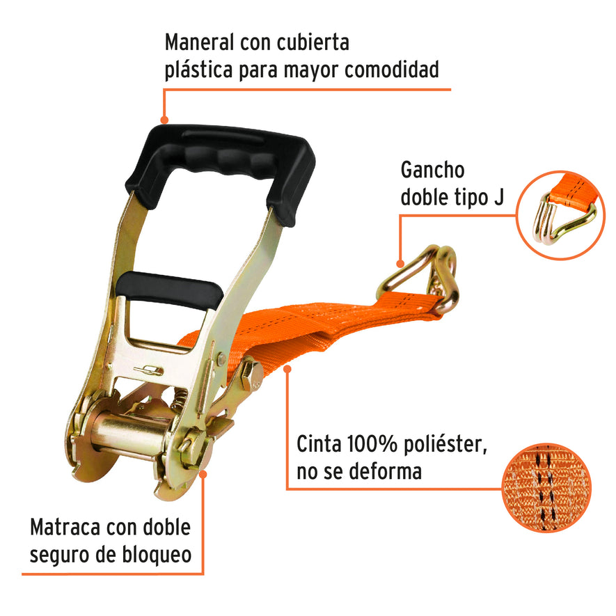 Sujetador con matraca carga máxima 3000 kg, Truper Caja con 2, 19286