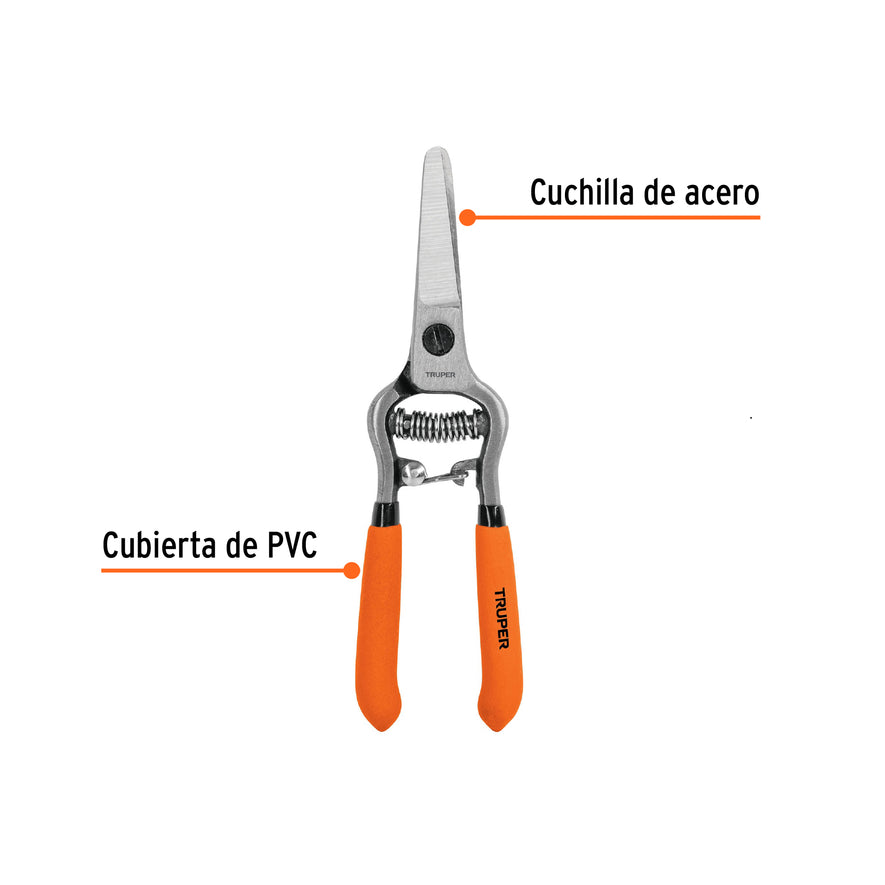 Tijera forjada para poda 6', recta, corte de frutas, Truper Caja con 3, 18456