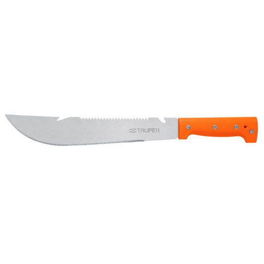 Machete rambo 12', cacha remachada naranja, TRUPER Caja con 4, 100654