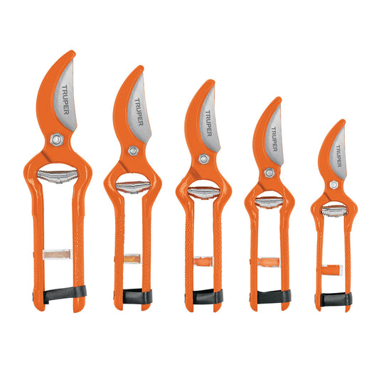 Tijera para poda 7' forjada cuchilla de paso, Truper Caja con 3, 18541