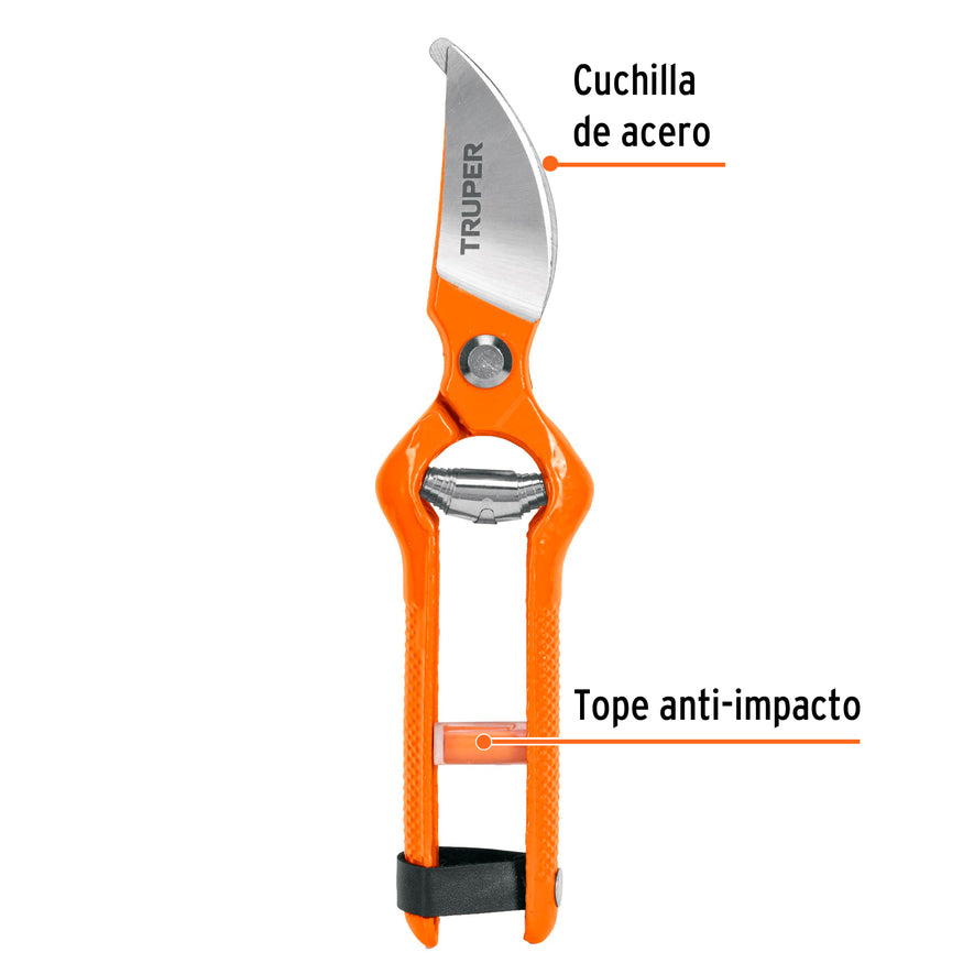 Tijera para poda 8' forjada cuchilla de paso, Truper Caja con 3, 18542