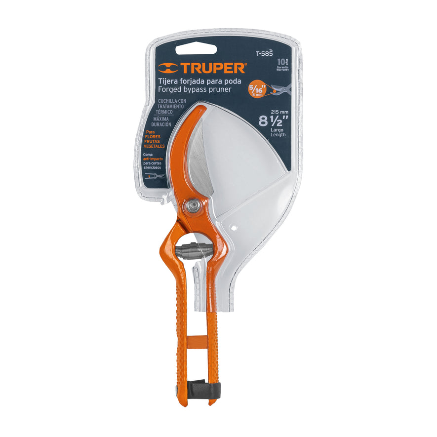 Tijera para poda 8-1/2' forjada cuchilla de paso, Truper Caja con 3, 18543