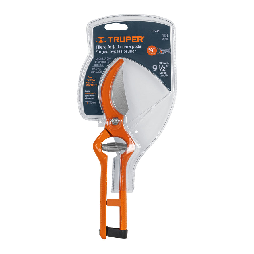 Tijera para poda 9-1/2' forjada cuchilla de paso, Truper Caja con 3, 18544