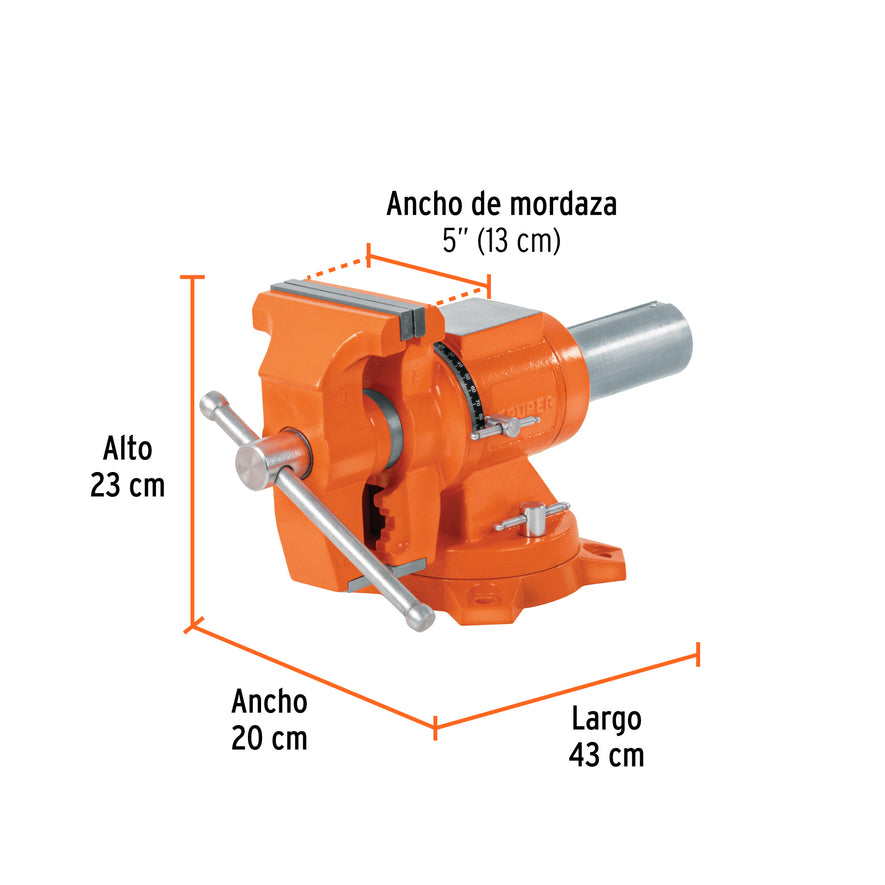 Tornillo de banco 5' multipropósito de hierro dúctil, Truper, 103643