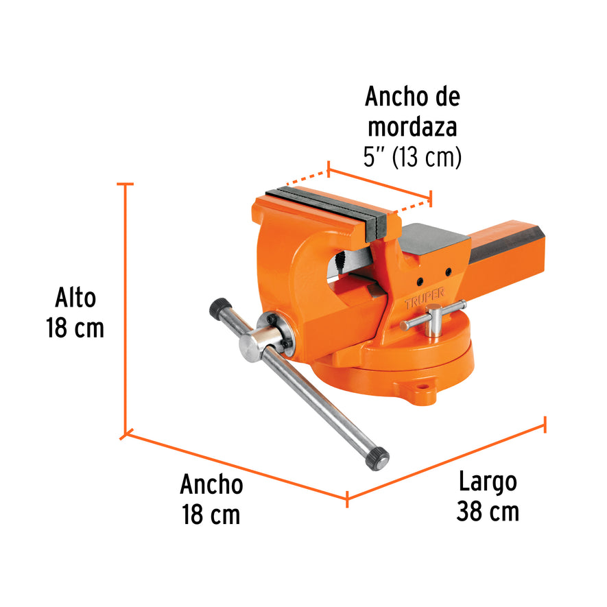 Tornillo de banco 5' industrial de hierro dúctil, Expert, 103598
