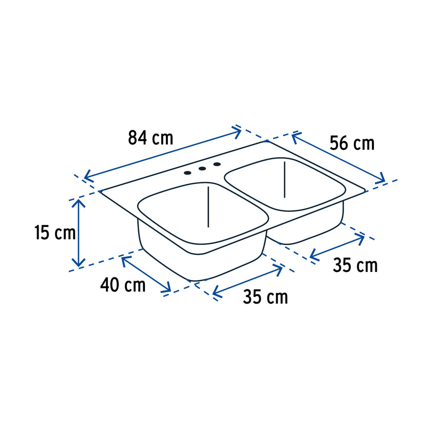 Tarja de empotrar 84x56cm doble tina, Foset Basic, 47024
