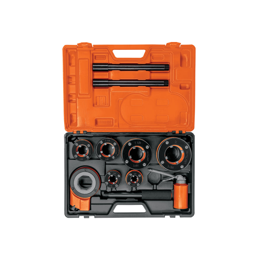 Juego de 9 tarrajas para tubo de 1/2' a 2', Truper, 13071