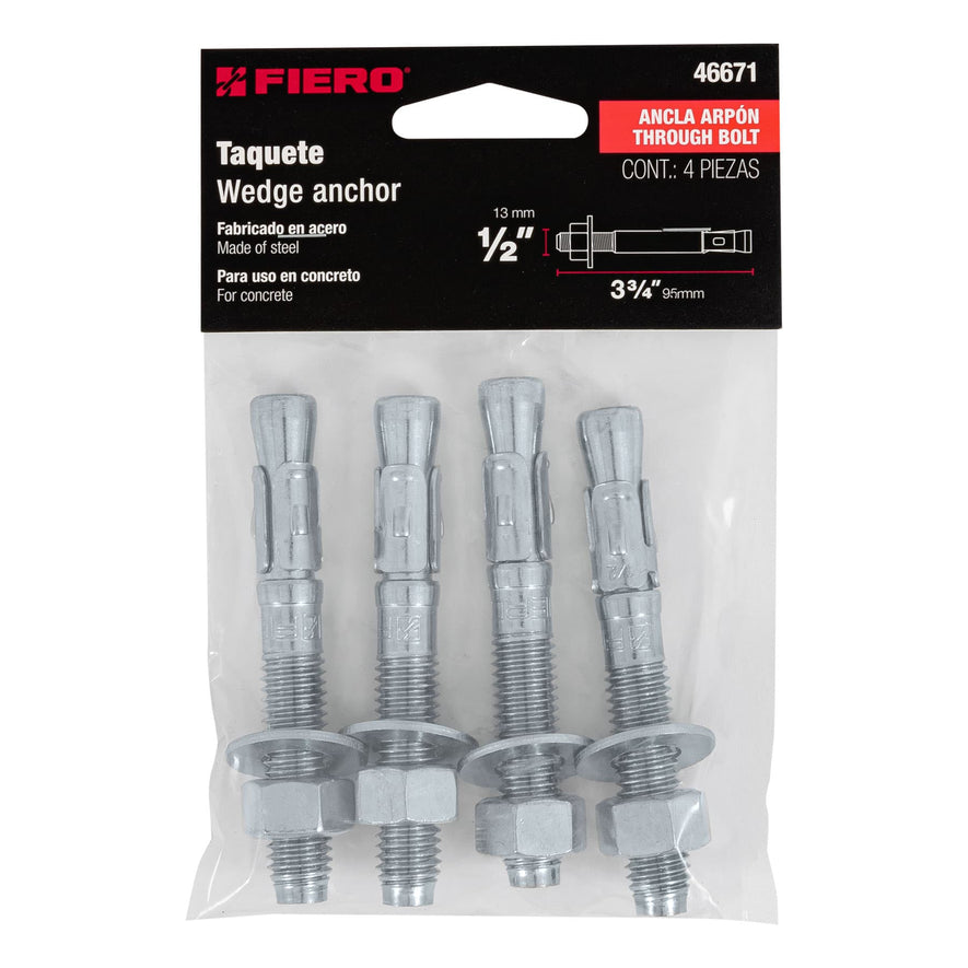 Bolsa con 4 taquetes arpón 1/2' x 3-3/4', Fiero Caja con 6, 46671