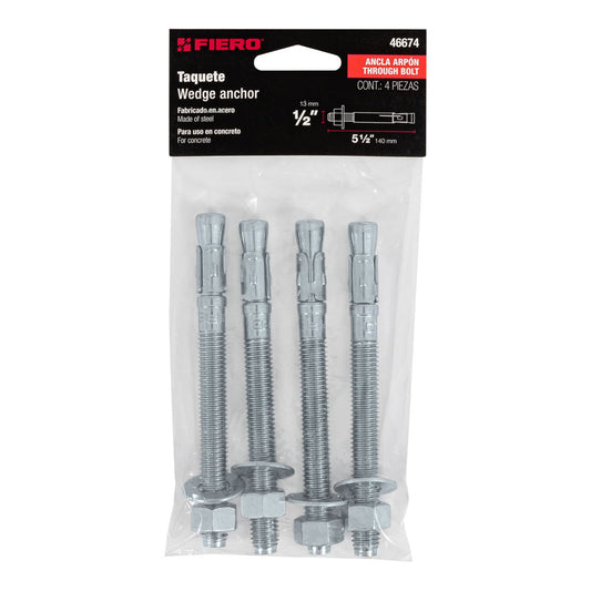 Bolsa con 4 taquetes arpón 1/2' x 5-1/2', Fiero Caja con 6, 46674